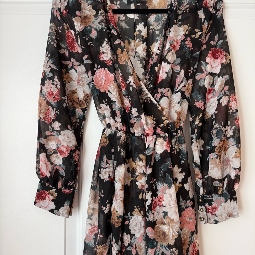 Naked Wardrobe Floral Maxi Dress - Black and Pink
